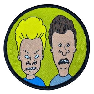 MTV Beavis And Butthead w/ Green Background Round Embroidered Iron On 3" Patch
